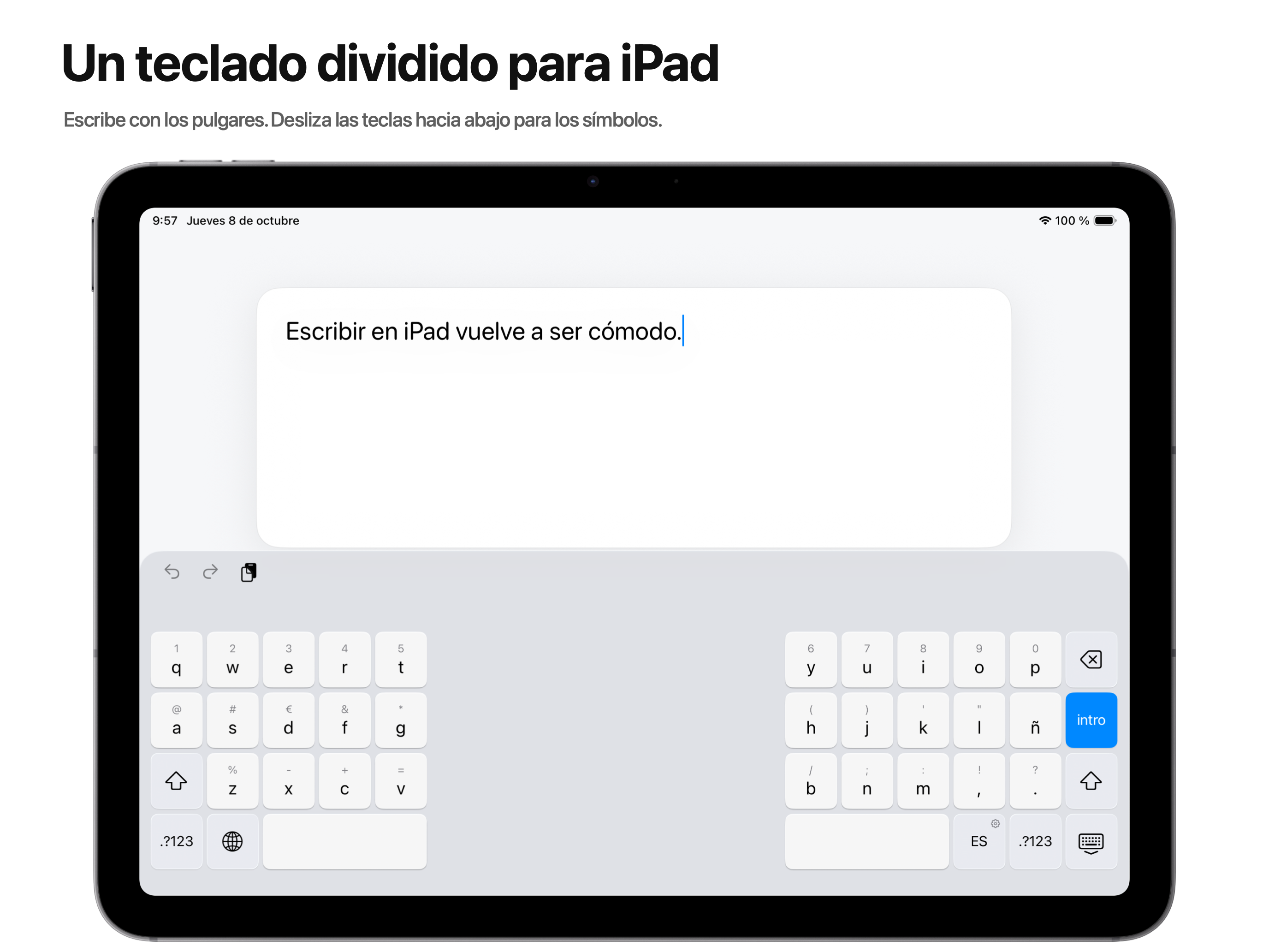 Un teclado dividido para iPad