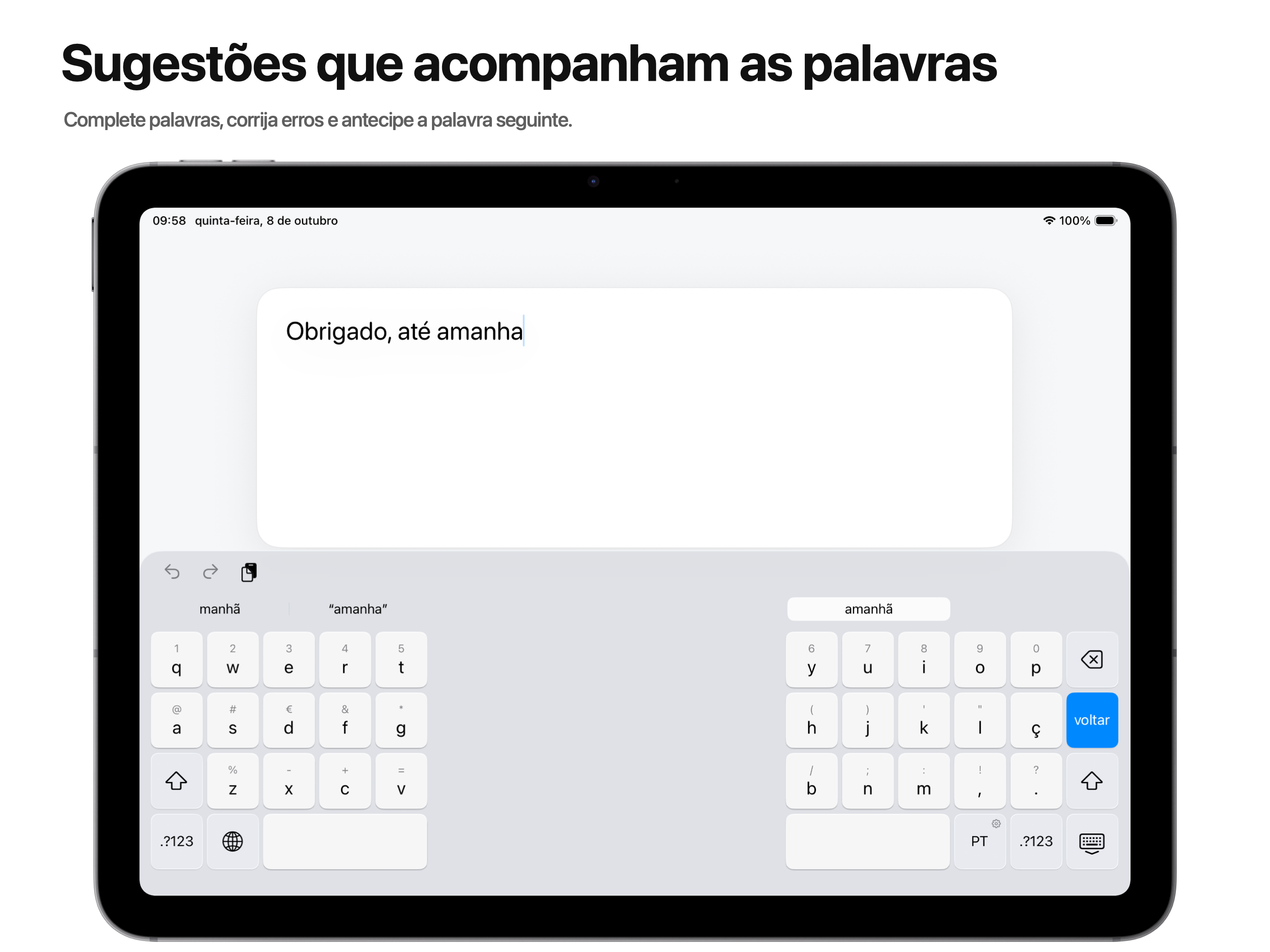 Sugestões que acompanham as palavras